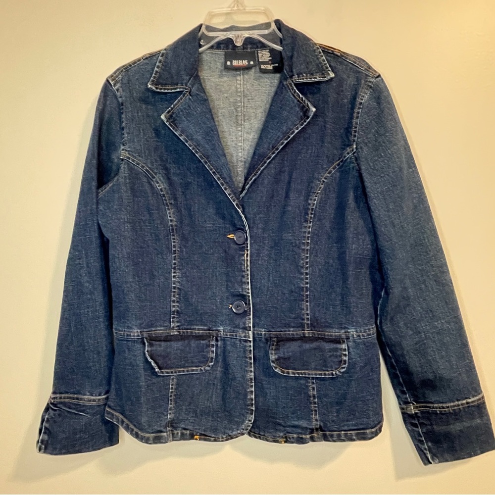 Vintage Bill Blass Stretch Blue Denim Jacket Small EUC